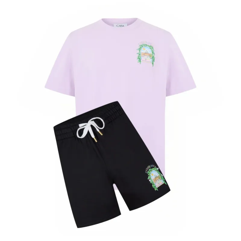 Casablanca L'Arche Shorts Set Black/Lilac sold by Klay UK