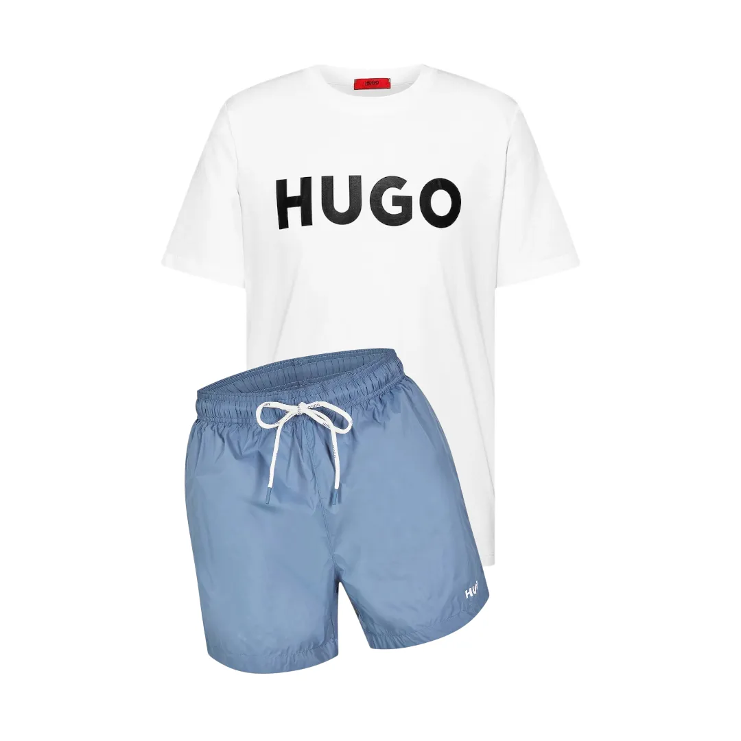Hugo Logo Shorts Set White/Blue sold by Klay UK