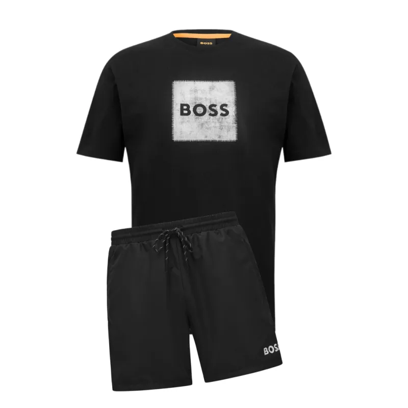 Hugo Boss Stitch Print Shorts Set Black made by Hugo Boss