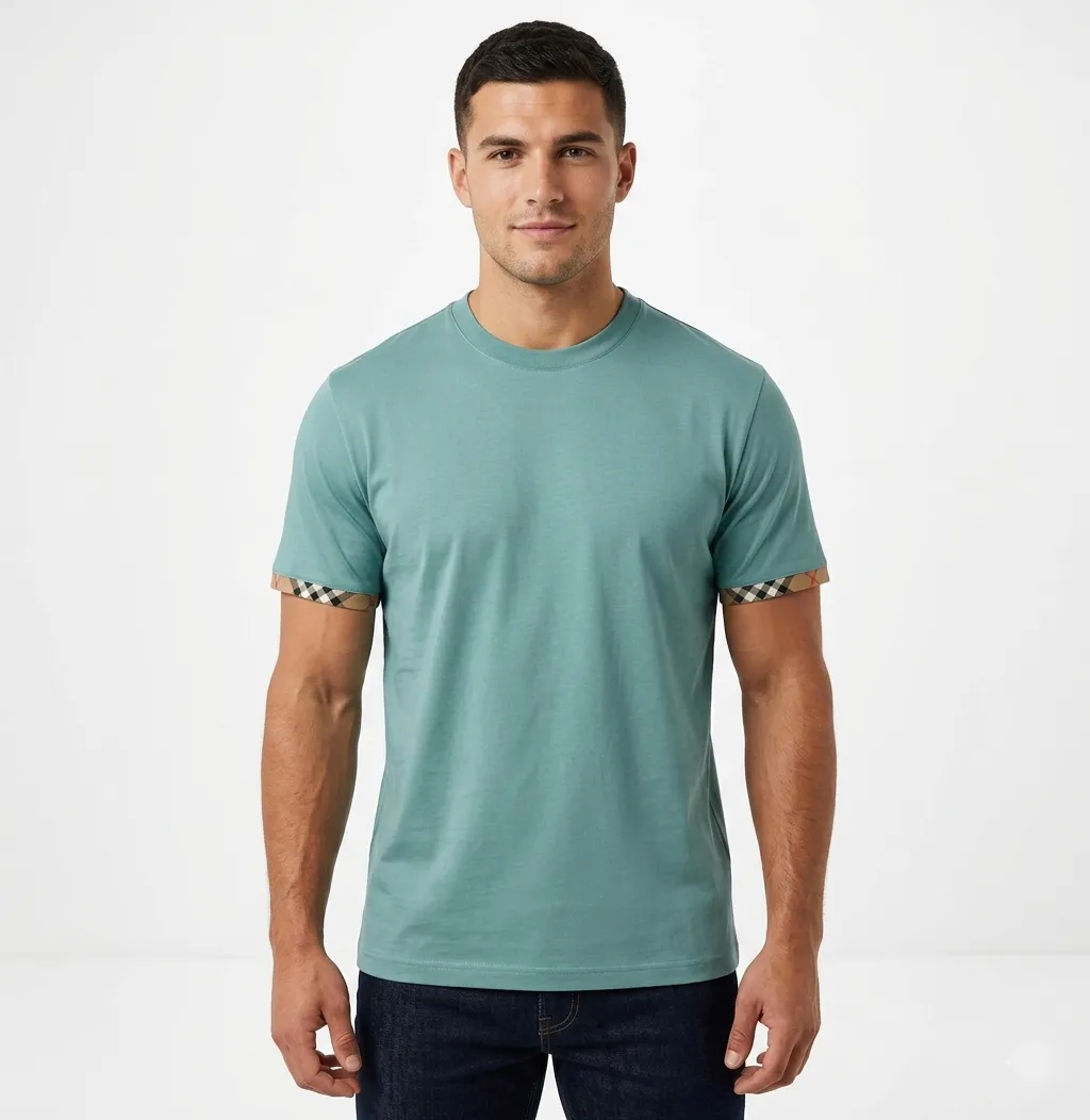 Burberry Ellison Check Sleeves T Shirt Aqua Green sold by Klay UK product image thumbnail 2