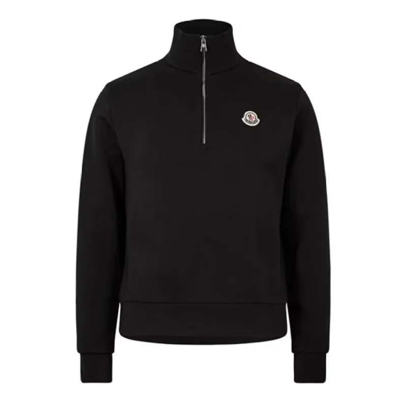 Moncler Logo Half Zip Sweatshirt Black sold by Klay UK