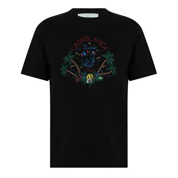 Casablanca Tennis Print T Shirt Black sold by Klay UK