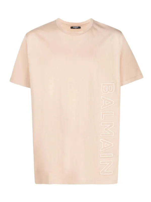 Balmain Embossed Logo t Shirt Sand sold by Klay UK