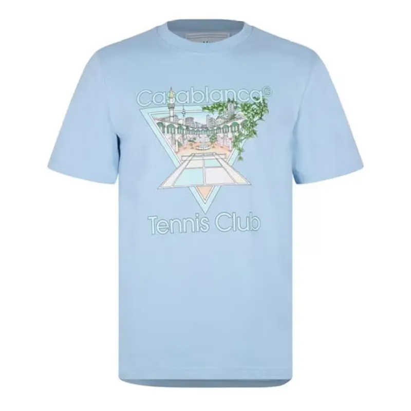 Casablanca New Tennis T Shirt Pastel Blue sold by Klay UK