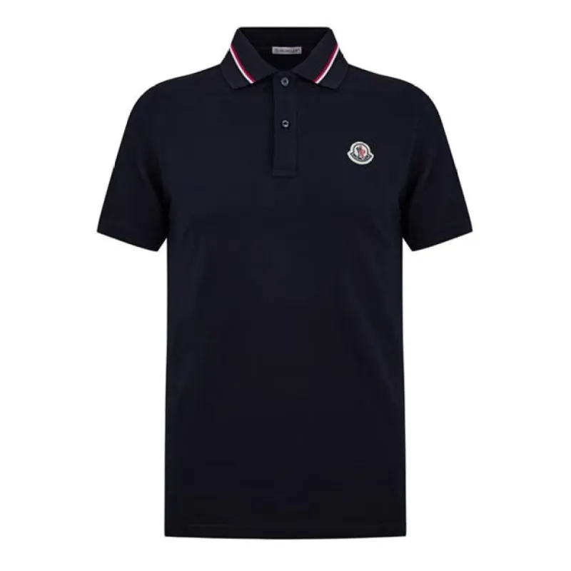 Moncler Collar Logo Polo Navy sold by Klay UK