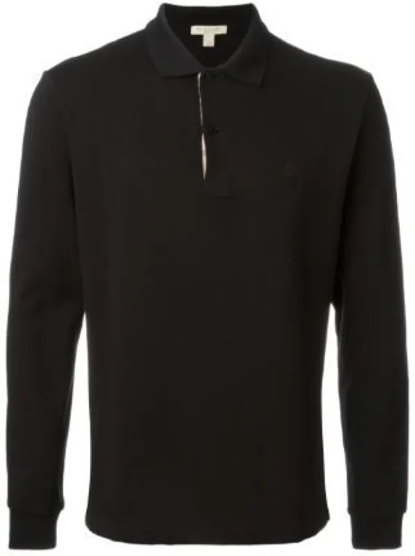 Burberry Long Sleeve Check Polo Black sold by Klay UK