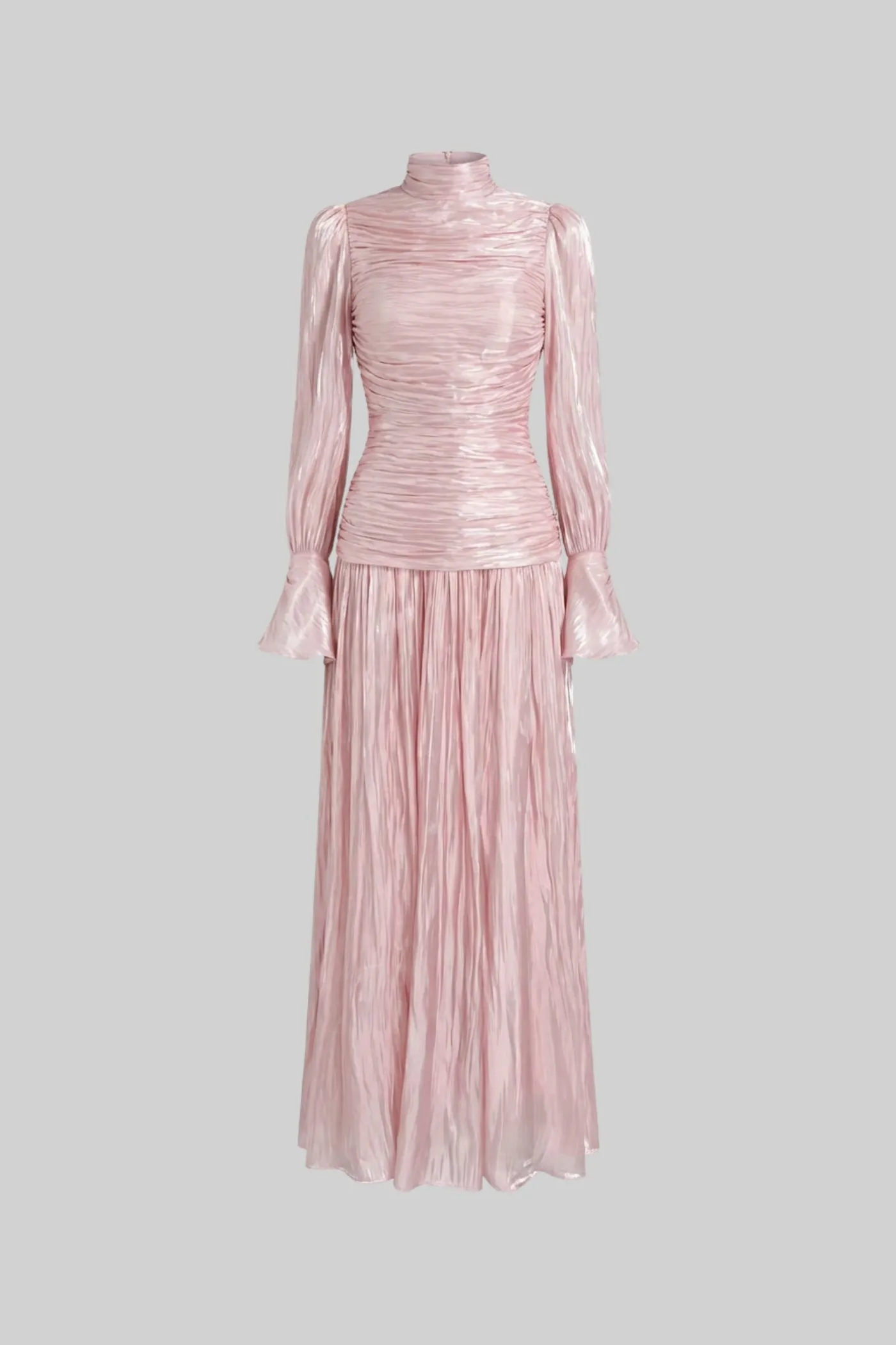 Ruched Long Sleeve Maxi Dress With Pleated Skirt - Blush Pink sold by Sierra darien product image thumbnail 2