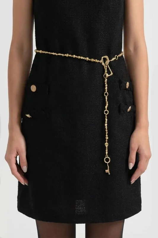 Chain Belt with Key Charm Detail – Gold made by Sierra darien