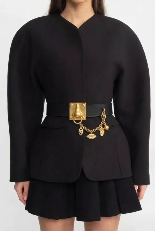 Belt with Sculptural Gold Hardware – Black made by Sierra darien