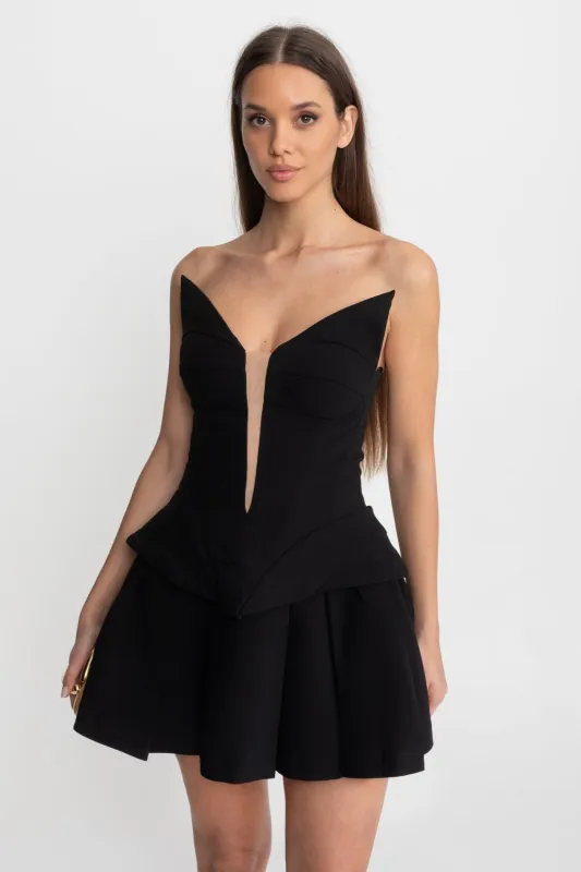 Strapless Top With Sculpted Bodice and Illusion Insert – Black made by Sierra darien