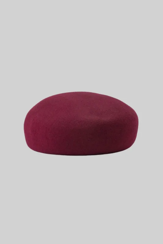 Wool Felt Structured Beret – Burgundy made by Sierra darien