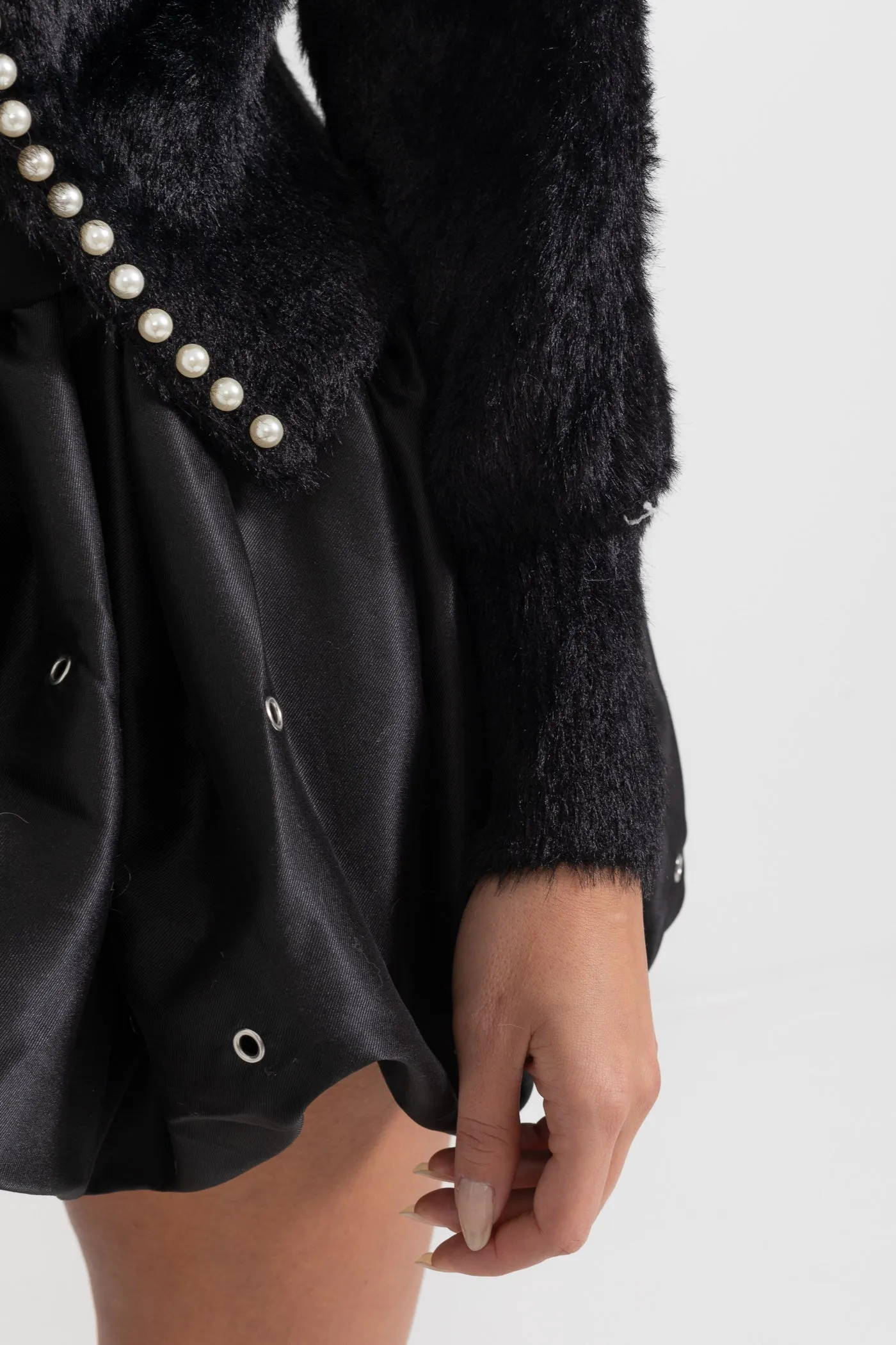 Fluffy Cardigan With Pearl Detailing - Black sold by Sierra darien product image thumbnail 4