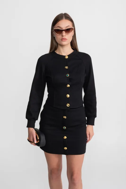 Embellished Button Co-ord Set – Black made by Sierra darien