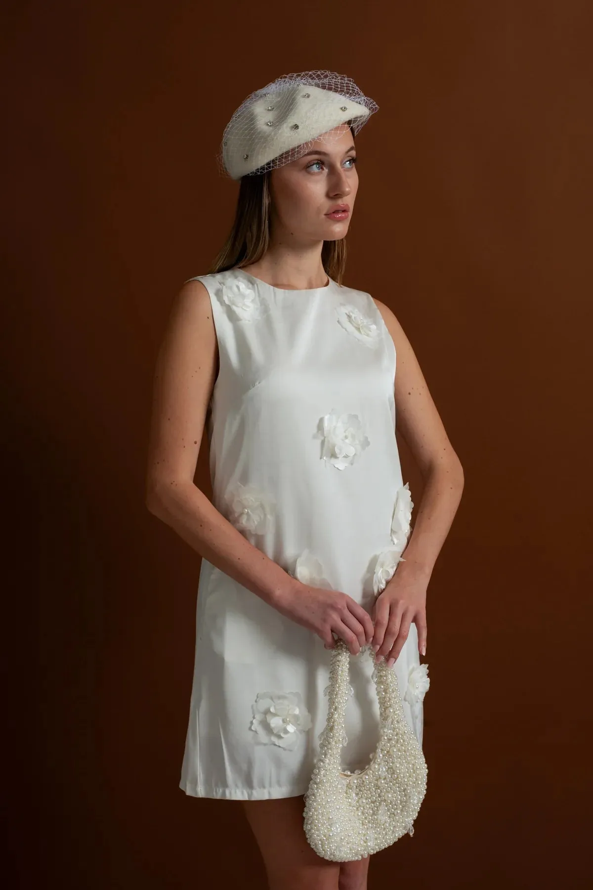 3D Floral Appliqué Mini Dress – White sold by Sierra darien product image thumbnail 2