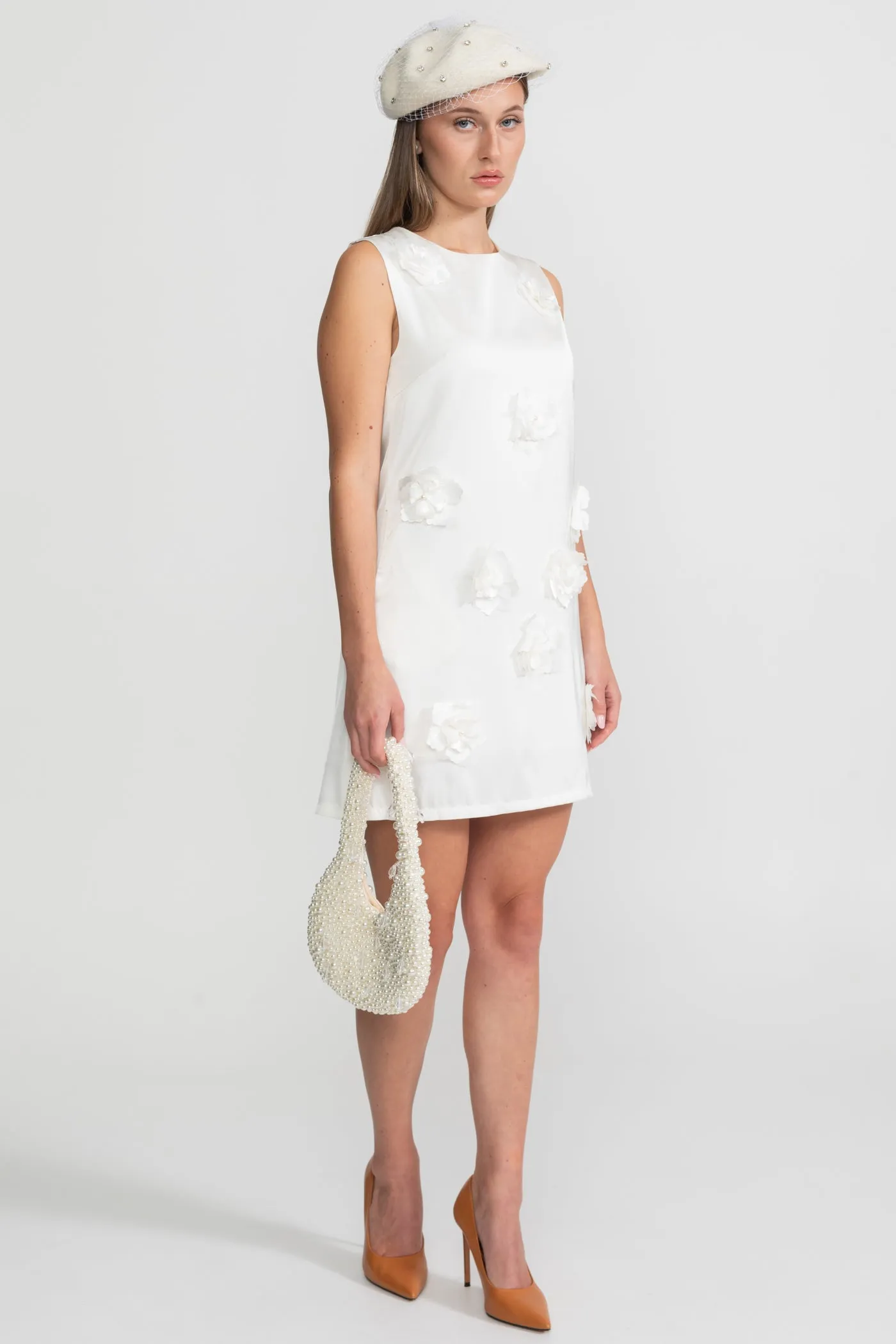 3D Floral Appliqué Mini Dress – White sold by Sierra darien product image thumbnail 4