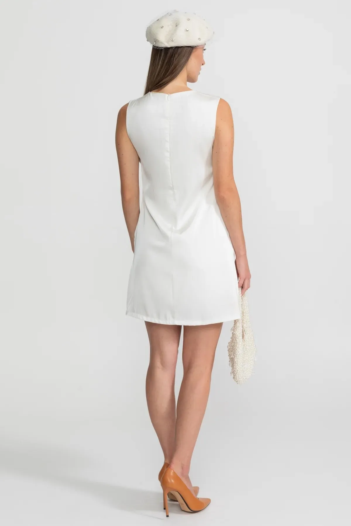 3D Floral Appliqué Mini Dress – White sold by Sierra darien product image thumbnail 5