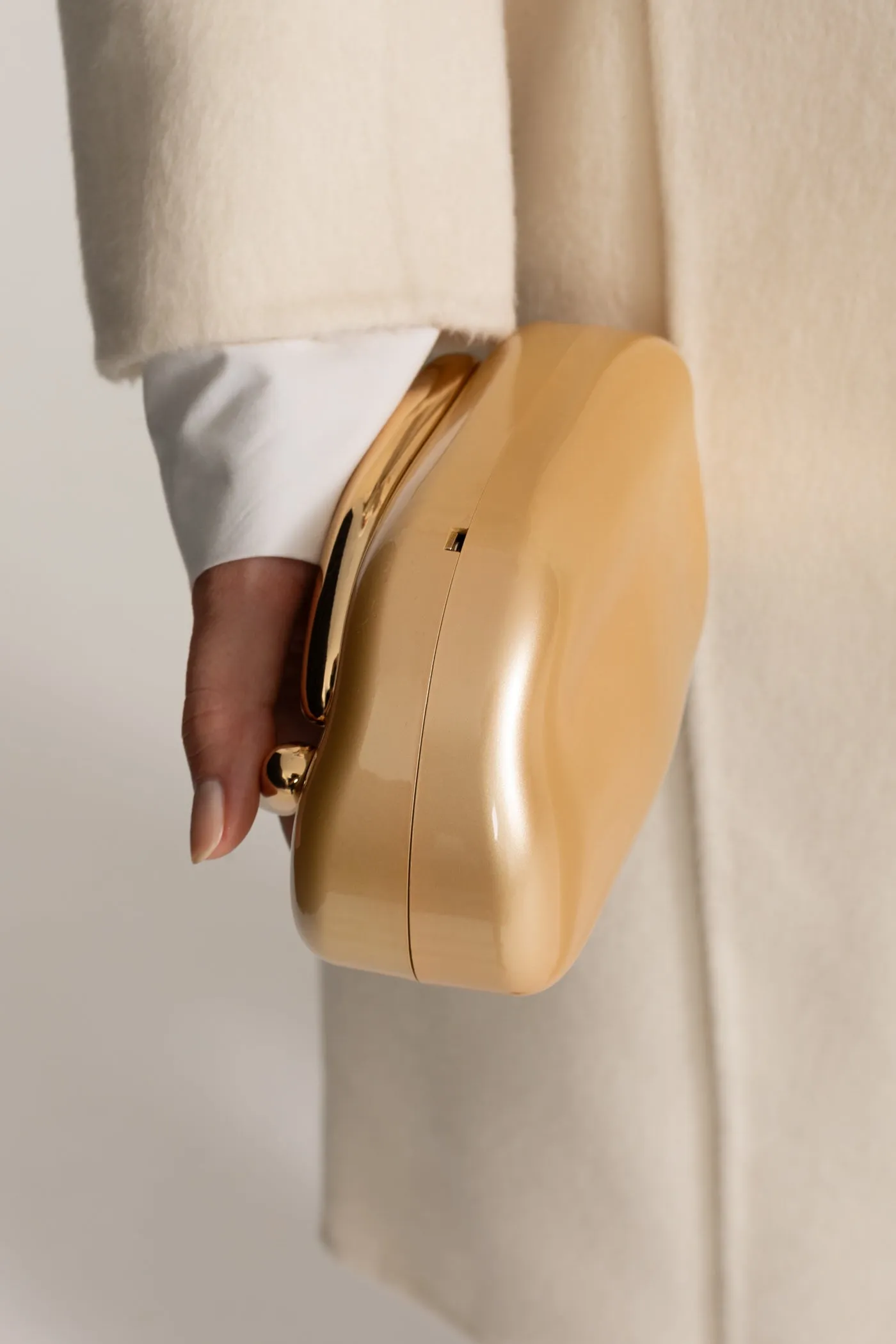 Clutch With Gold Sculptural Handle – Gold sold by Sierra darien product image thumbnail 3