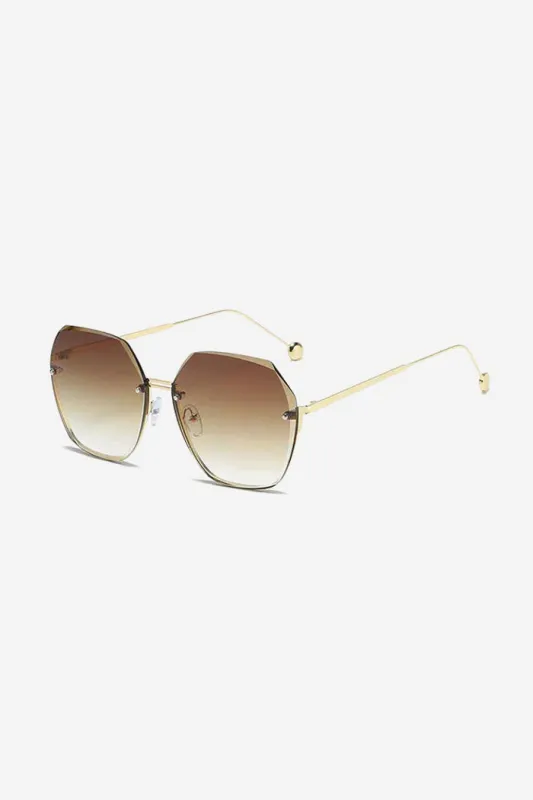 Oversized Hexagon Sunglasses with Ultra-Thin Gold Frame – Brown made by Sierra darien