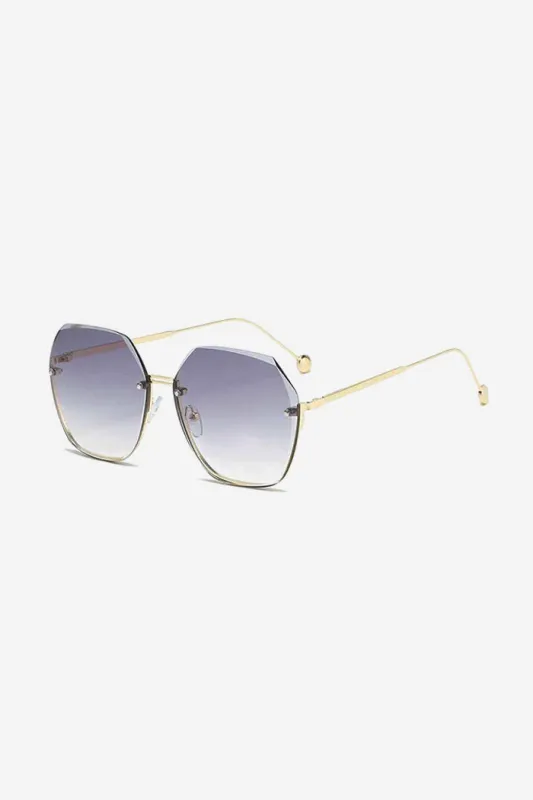 Oversized Hexagon Sunglasses with Ultra-Thin Gold Frame – Purple made by Sierra darien