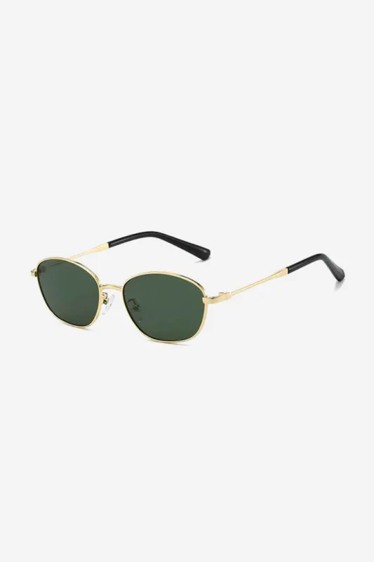 Slim Oval Sunglasses with Lightweight Metal Frame – Green/Gold made by Sierra darien