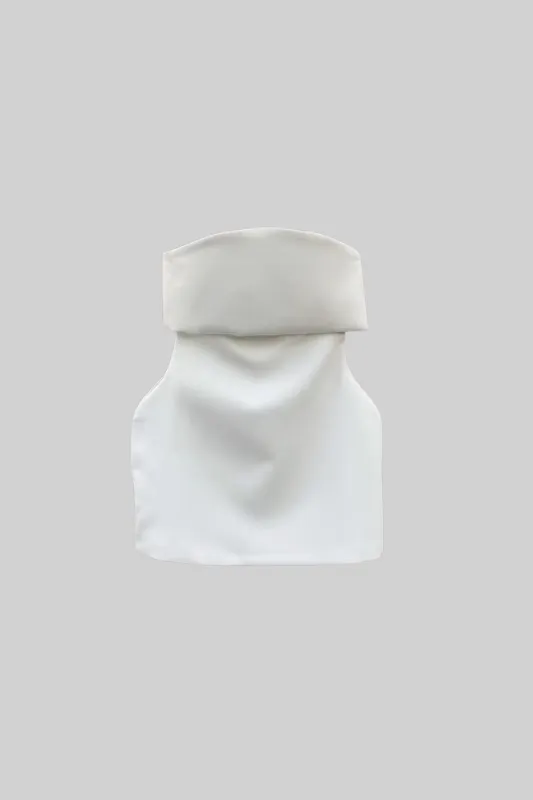 Elegant Strapless Mini Dress With Flared Hemline - White made by Sierra darien
