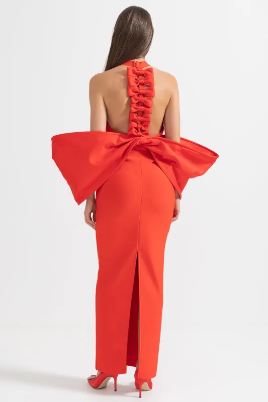 Elegant Dress With Back Bow Details - Red made by Sierra darien