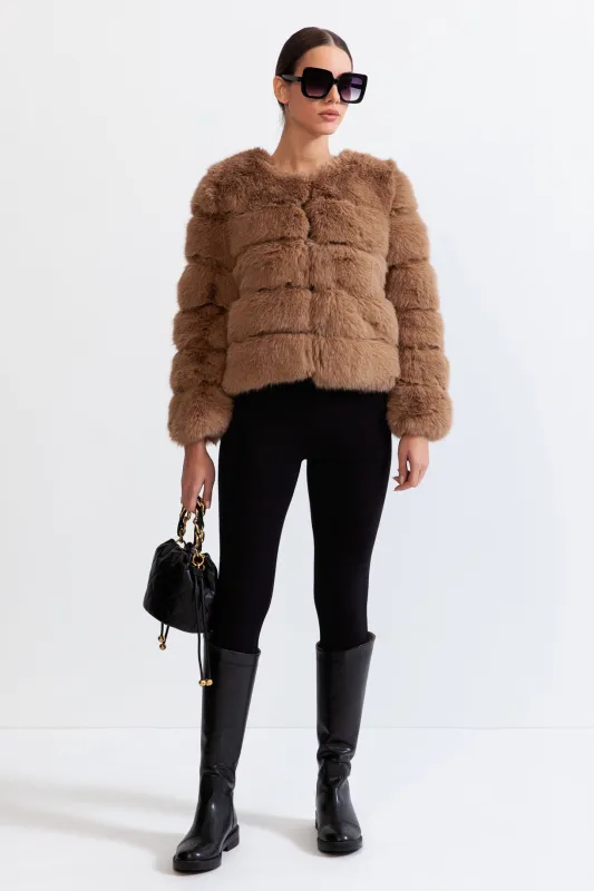 Faux Fur Jacket - Brown made by Sierra darien