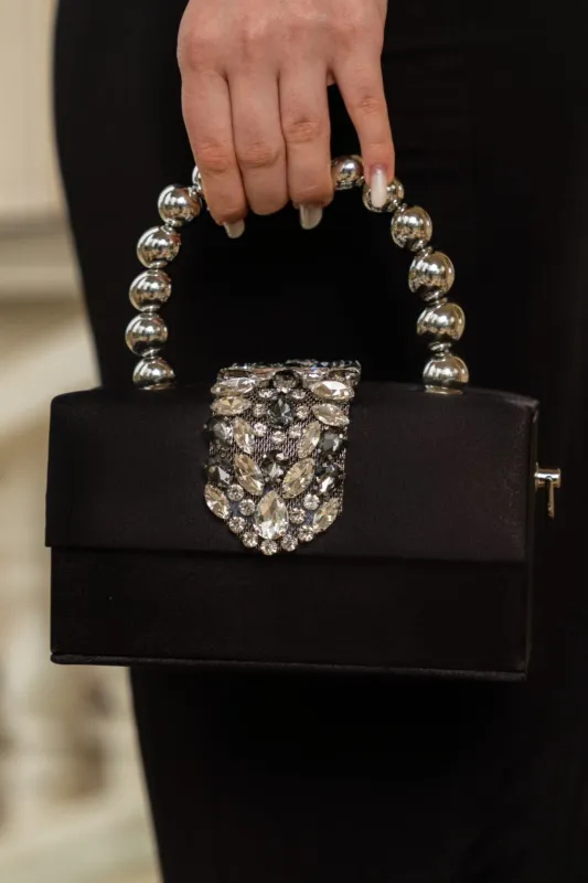Satin Diamond Embellished Bag - Black made by Sierra darien