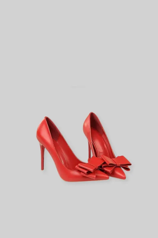 Vegan Leather Ribbon High Heels - Red made by Sierra darien