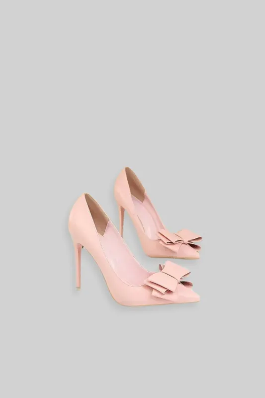 Vegan Leather Ribbon High Heels - Pink made by Sierra darien