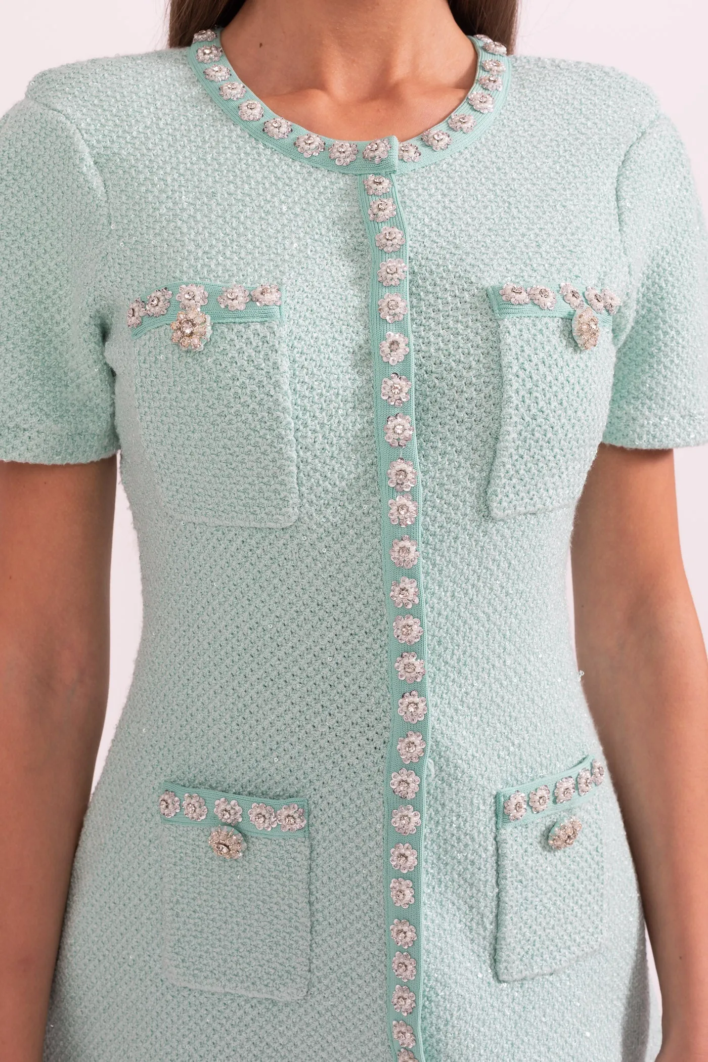 Short Sleeve Diamond Mini Dress - Mint Green sold by Sierra darien product image thumbnail 5