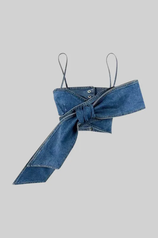 Bow Detail Bustier Top - Blue made by Sierra darien