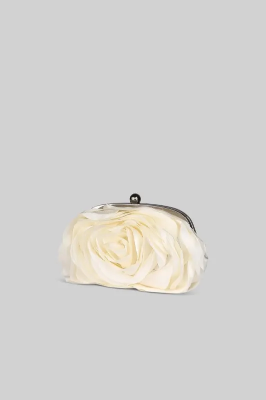 Satin Flower Clutch - Beige made by Sierra darien