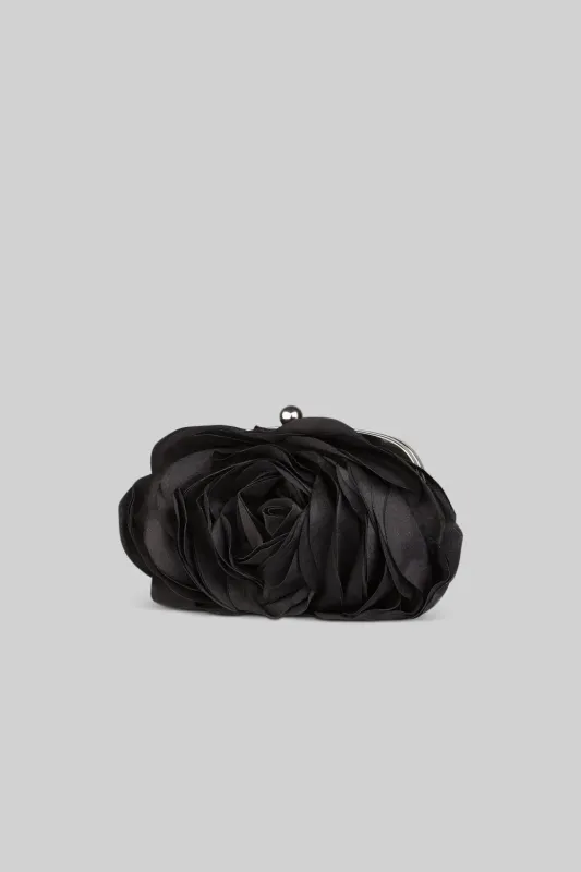 Satin Flower Clutch - Black made by Sierra darien
