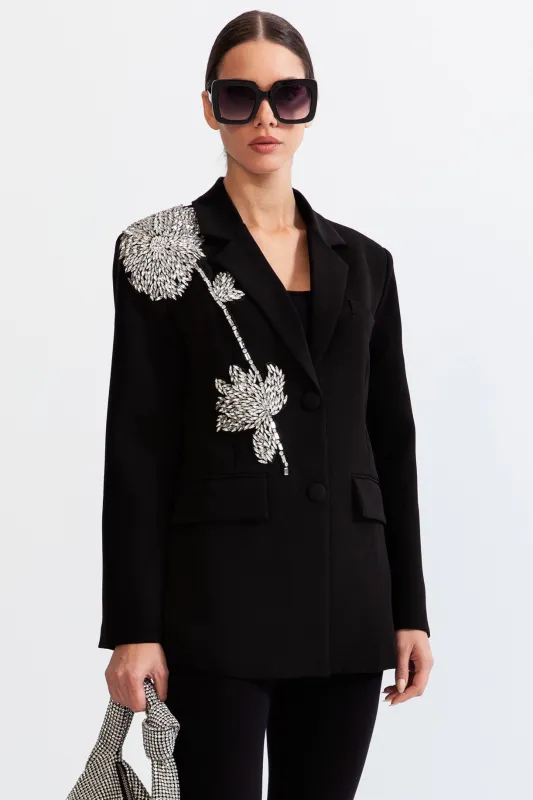 Jewel single breasted blazer - Black made by Sierra darien