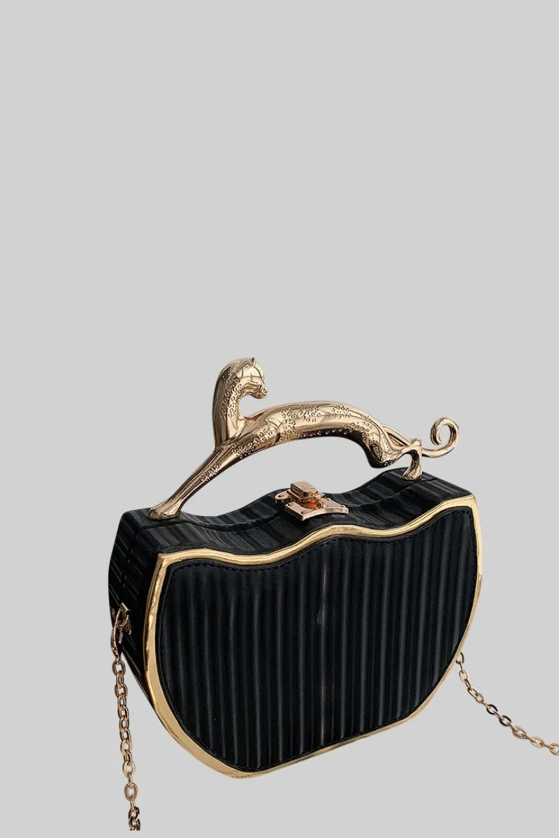Metallic Box Bag with Leopard Detail - Black sold by Sierra darien product image thumbnail 2