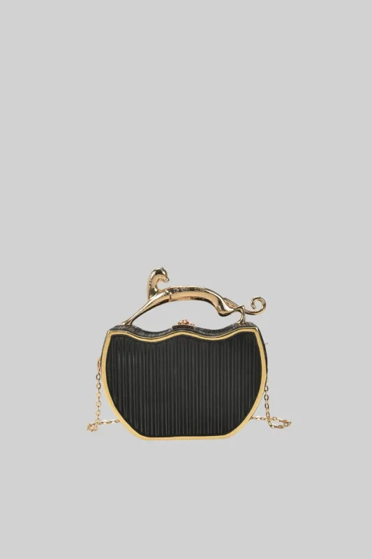 Metallic Box Bag with Leopard Detail - Black made by Sierra darien