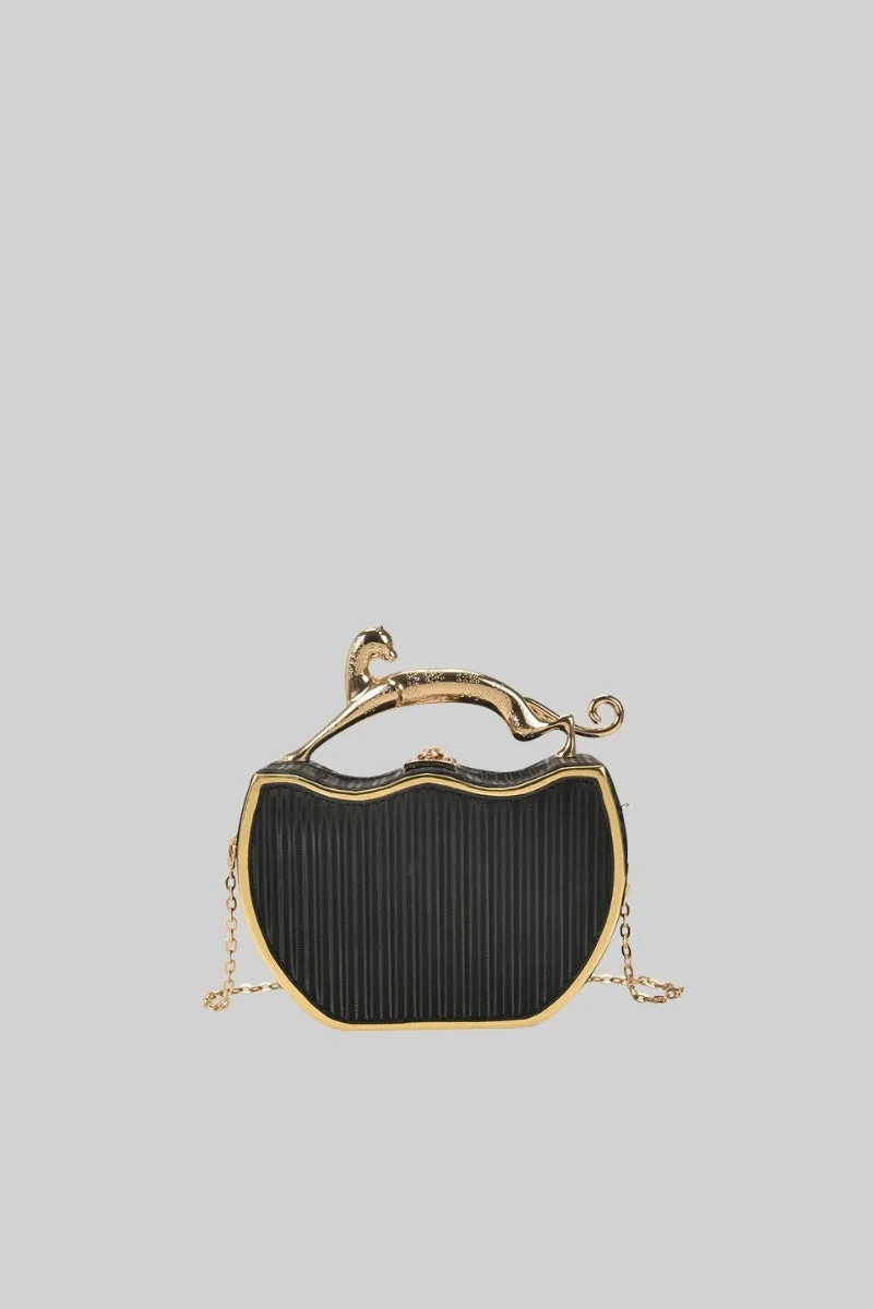 Metallic Box Bag with Leopard Detail - Black sold by Sierra darien