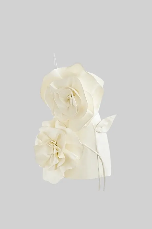 Voluminous Flower Design Dress - Ivoire made by Sierra darien