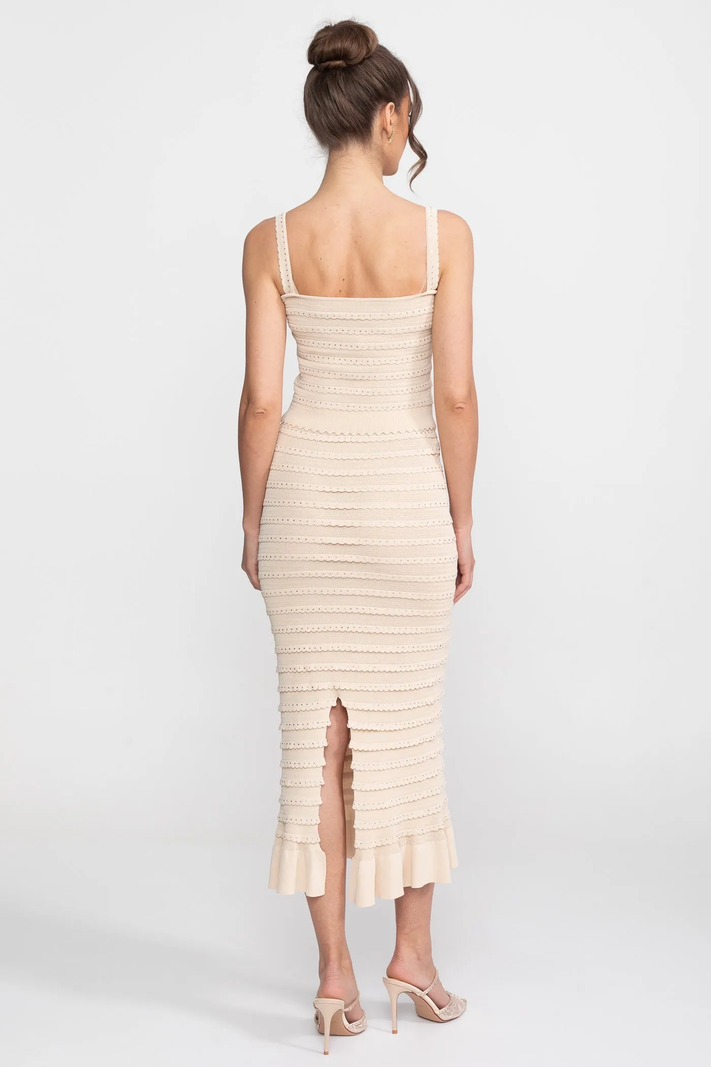 Textured Knit 3 Piece Set With Blazer, Top and Midi Skirt - Beige sold by Sierra darien product image thumbnail 5