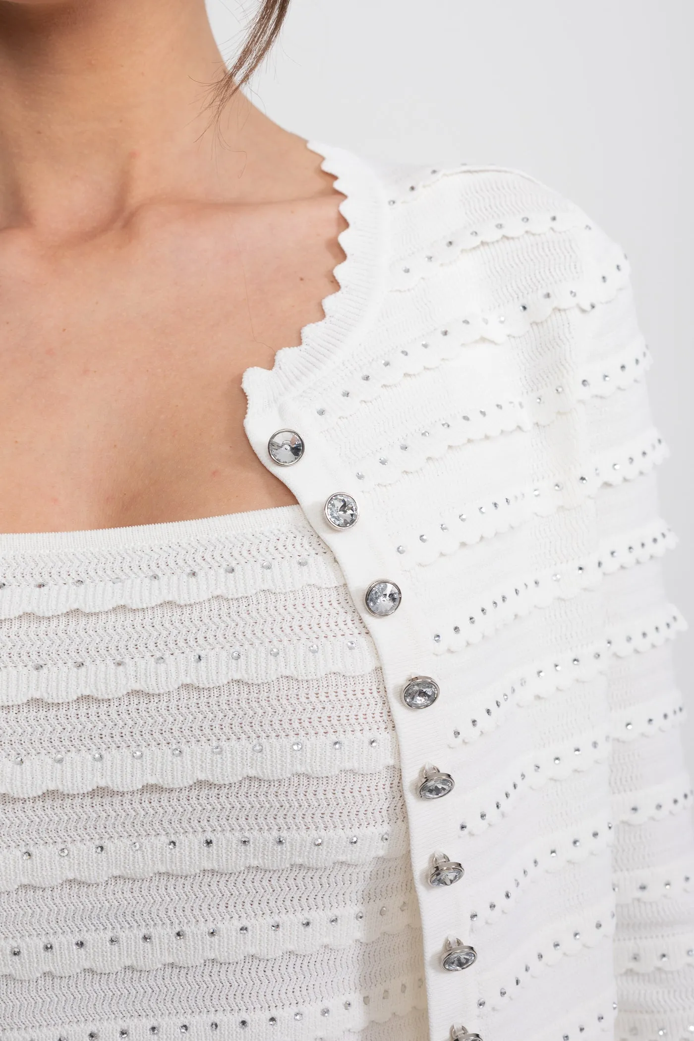 Textured Knit 3 Piece Set With Blazer, Top and Midi Skirt - White sold by Sierra darien product image thumbnail 4