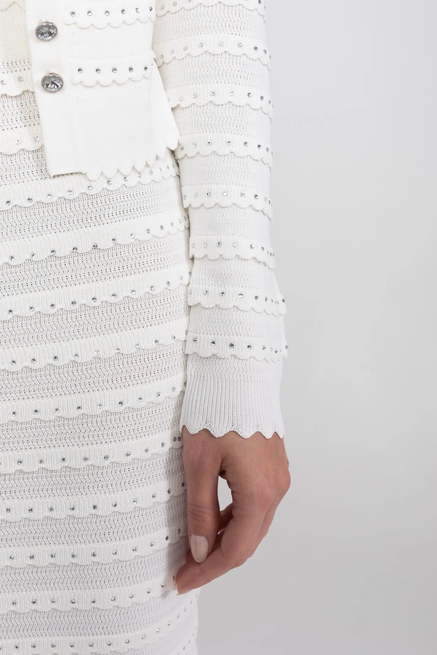 Textured Knit 3 Piece Set With Blazer, Top and Midi Skirt - White sold by Sierra darien product image thumbnail 5