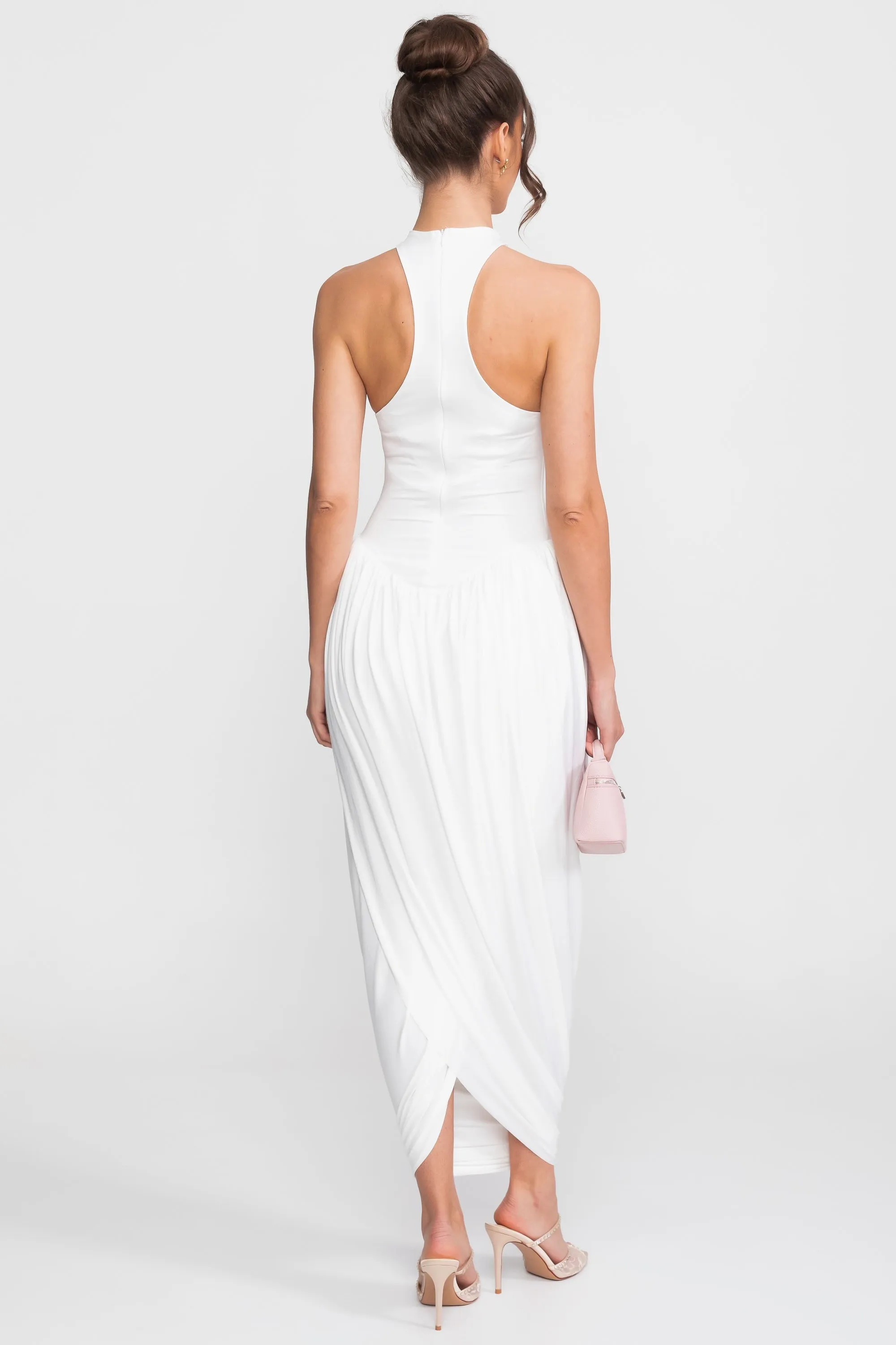 Halter-Neck Maxi Dress With Gathered Balloon Skirt - White sold by Sierra darien product image thumbnail 4