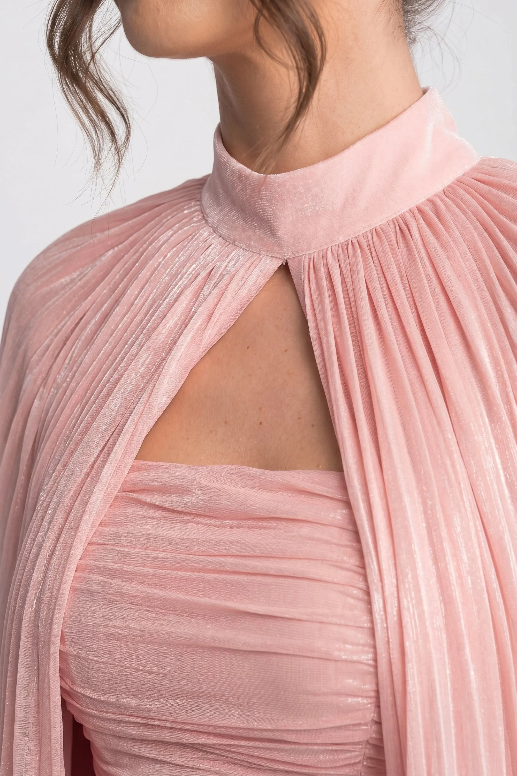 High-Neck Balloon-Sleeve Mini Dress With Pleated Skirt - Pink sold by Sierra darien product image thumbnail 5