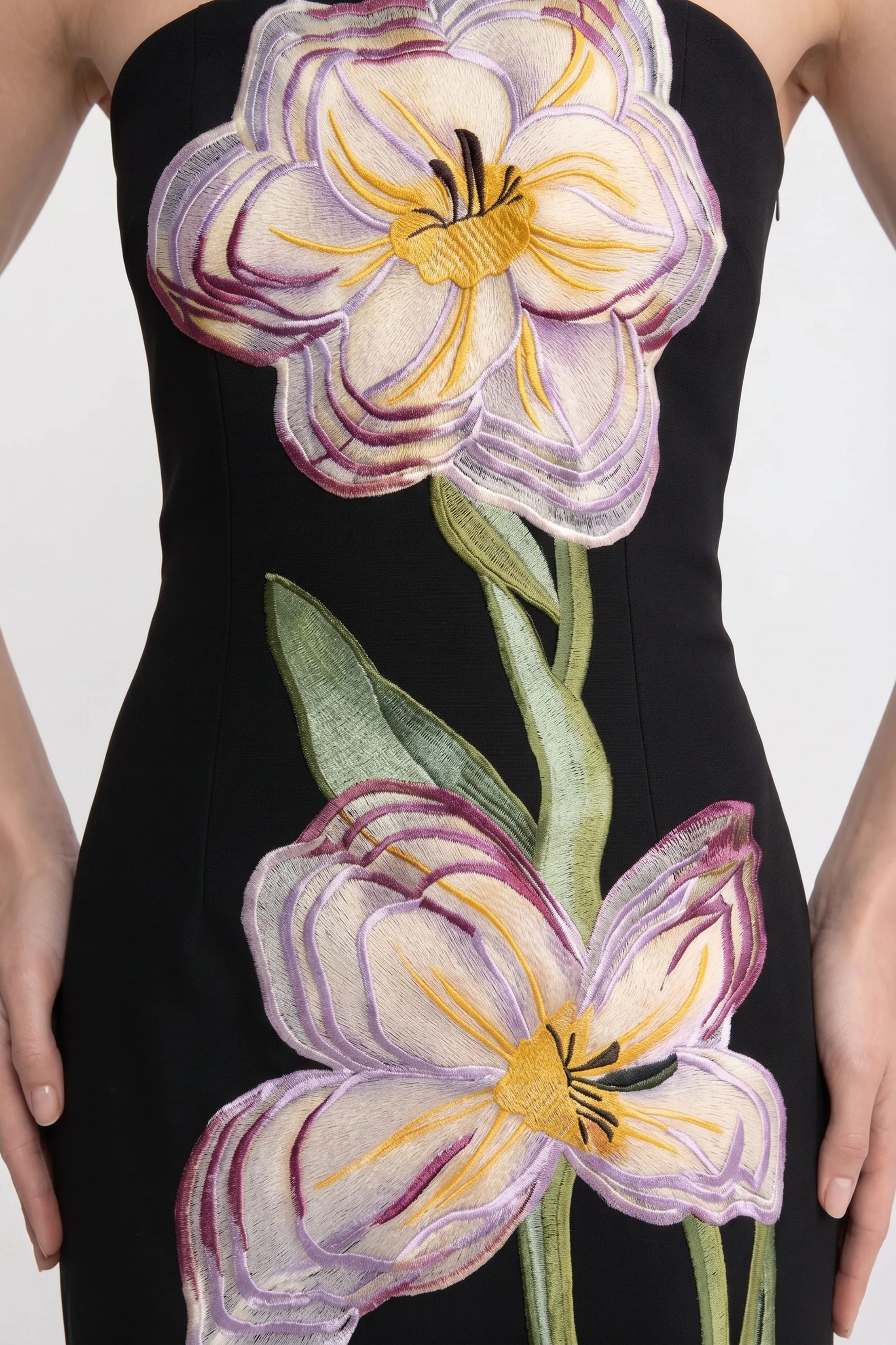 Strapless Floral-Print Midi Dress With Column Silhouette - Black sold by Sierra darien product image thumbnail 5