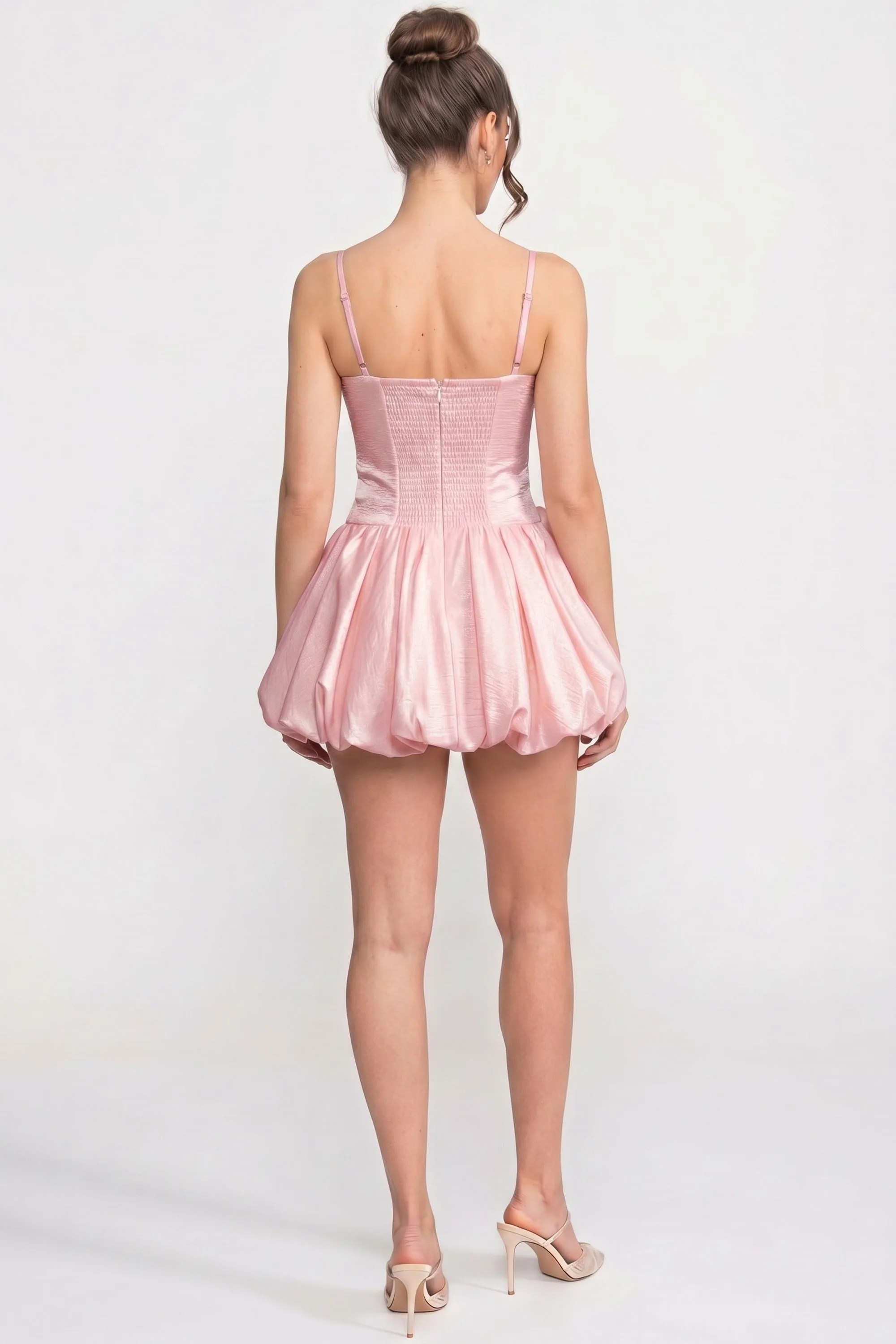 Spaghetti-Strap Velvet Mini Dress With 3D Rose Skirt - Pink sold by Sierra darien product image thumbnail 5