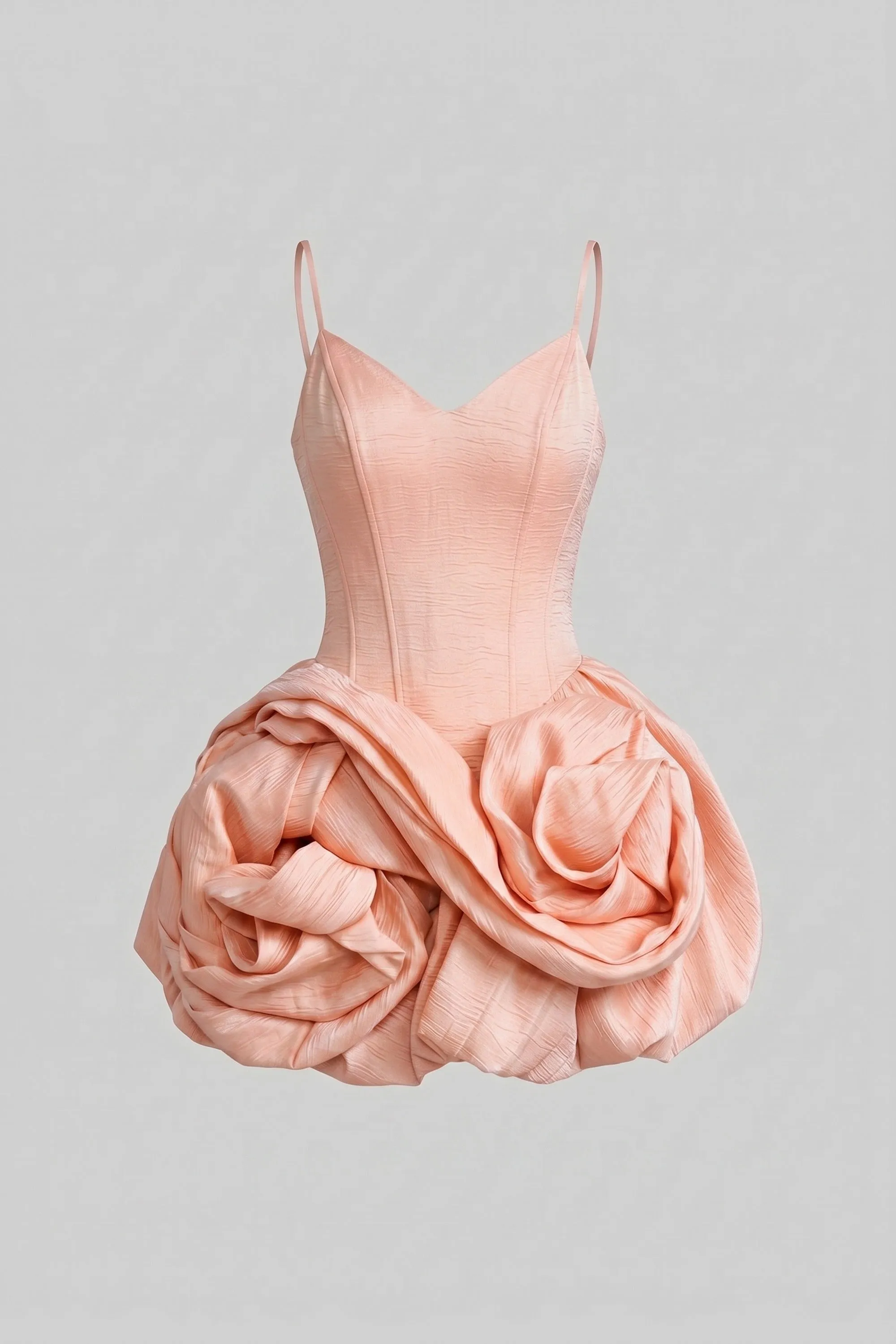 Spaghetti-Strap Velvet Mini Dress With 3D Rose Skirt - Pink sold by Sierra darien product image thumbnail 2