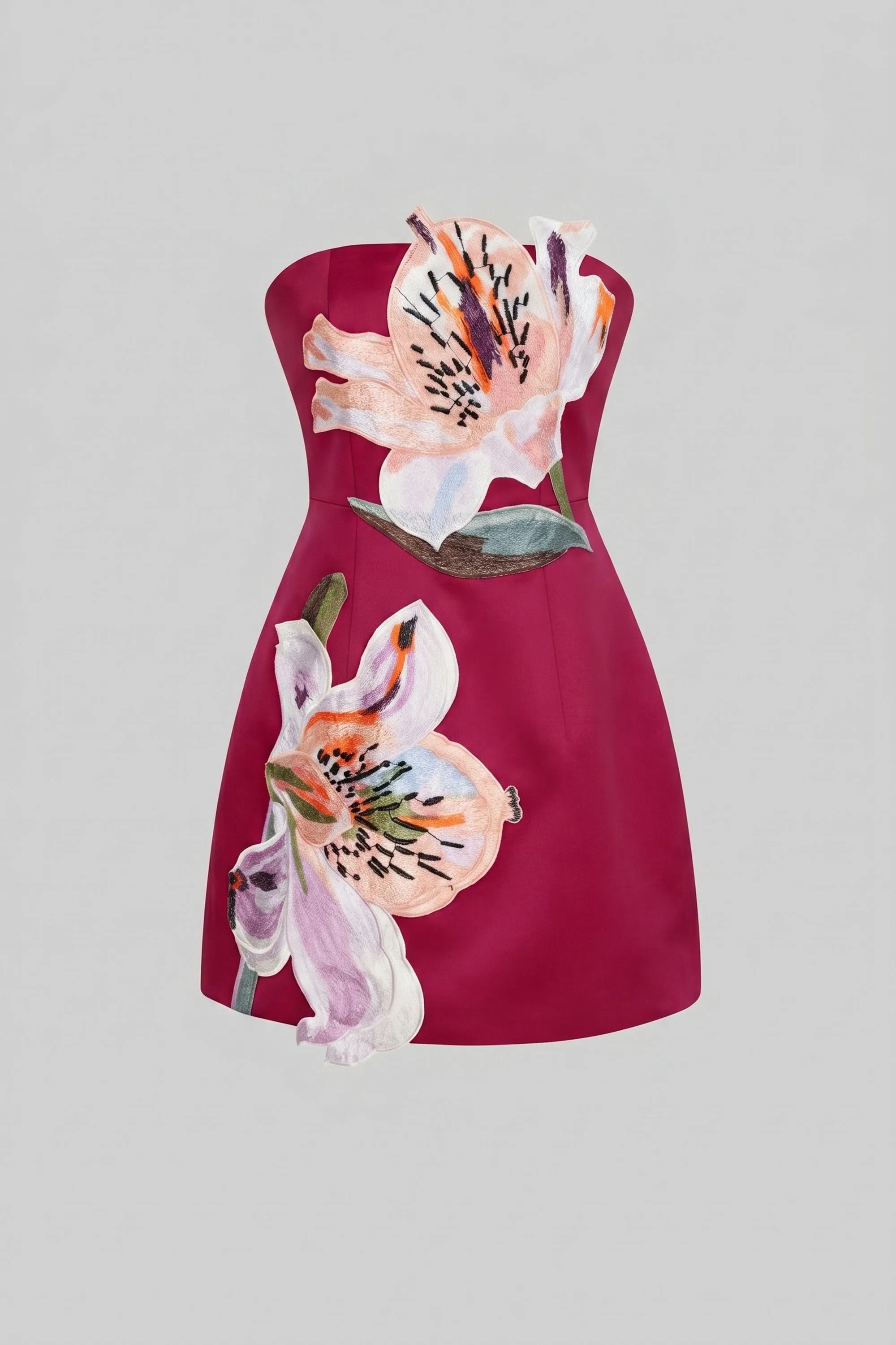 Strapless Floral-Print Mini Dress With Structured Bodice - Red sold by Sierra darien product image thumbnail 2
