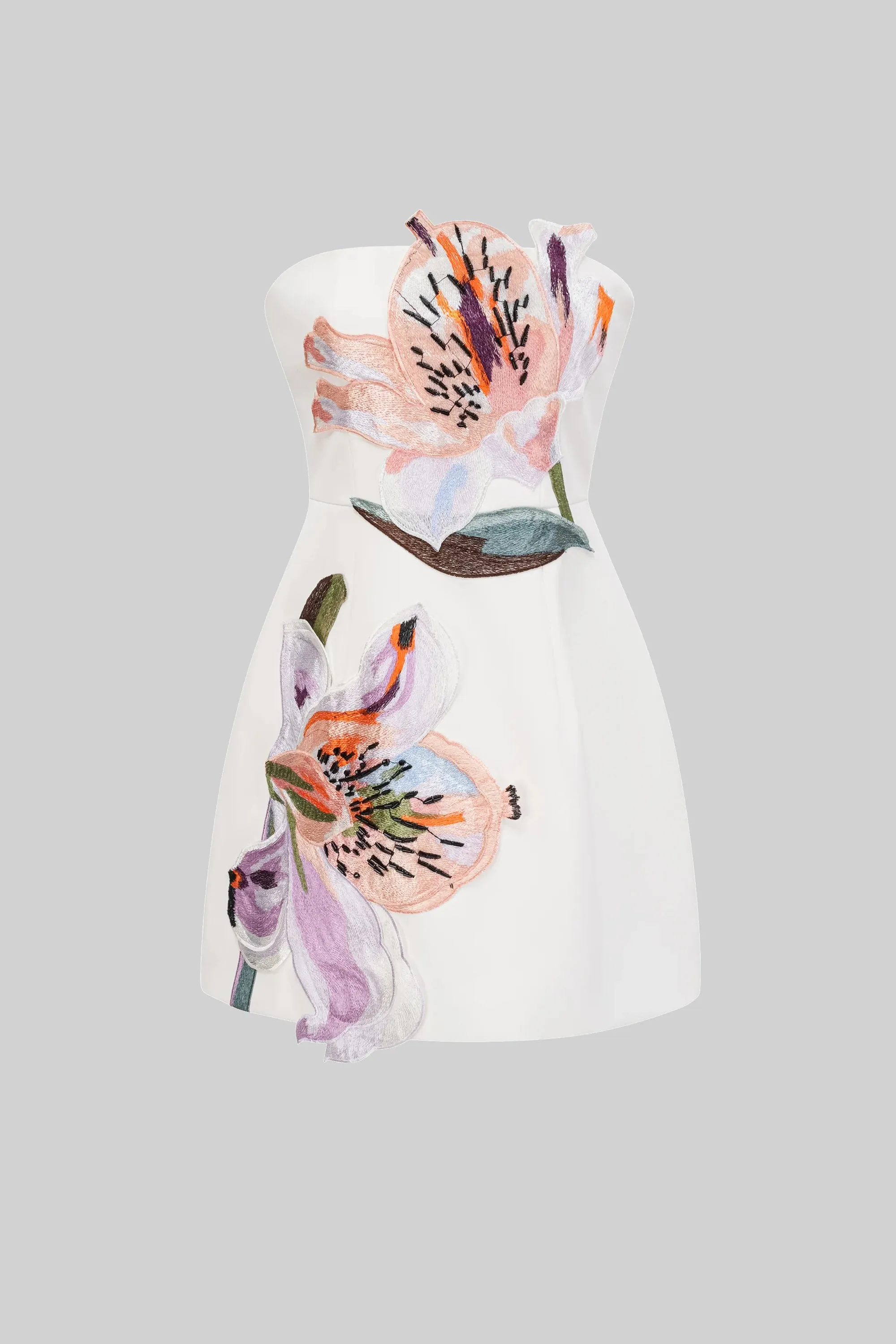 Strapless Floral-Print Mini Dress With Structured Bodice - White sold by Sierra darien product image thumbnail 2