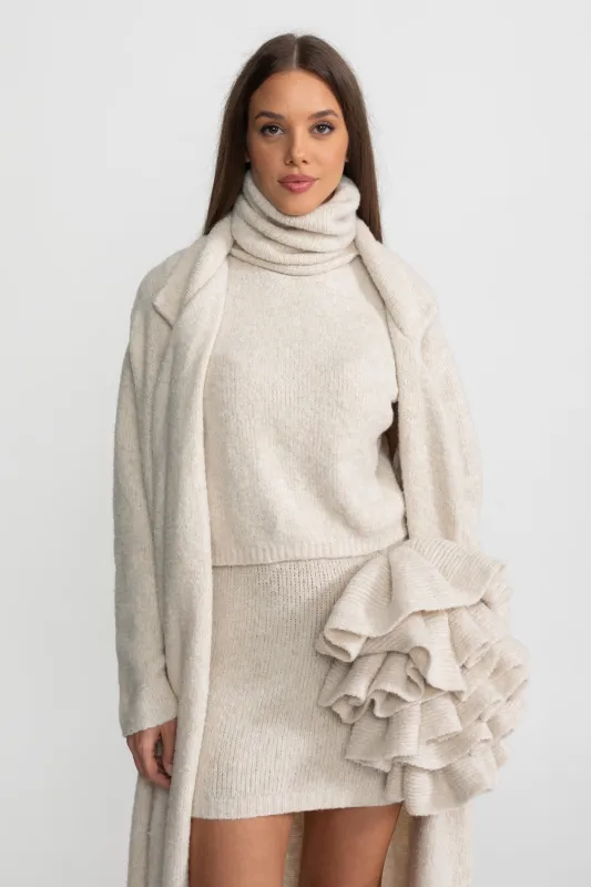 Knitted Three-Piece Set with Sculptural Ruffle Details - Beige made by Sierra darien